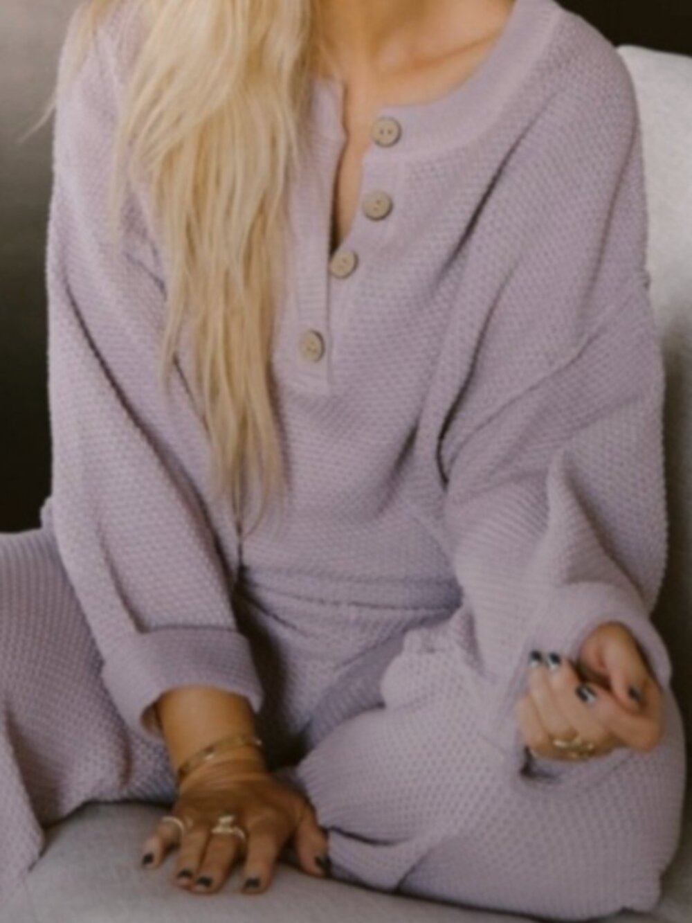 EUC Free People Beach Oversized Knit Sweater-Light Lavender - Picture 2 of 5